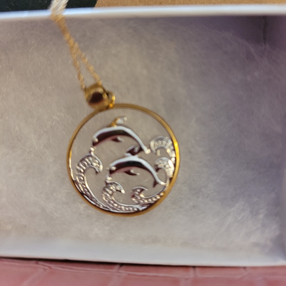 18kt silver/gold dolphin necklace